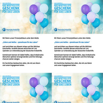 Postkarte: Spende zugunsten der Deutschen Kinderkrebshilfe